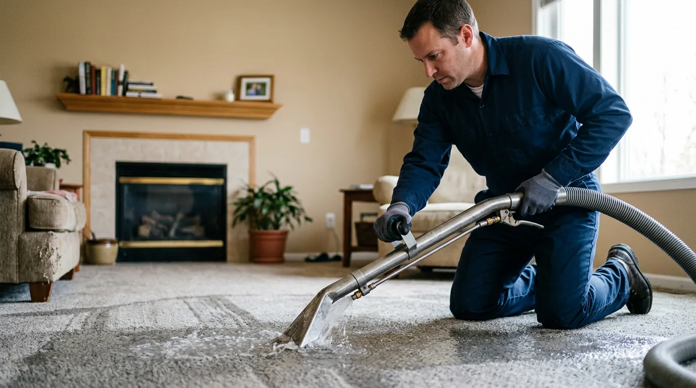 Water damage restoration technician working near Towaco, NJ